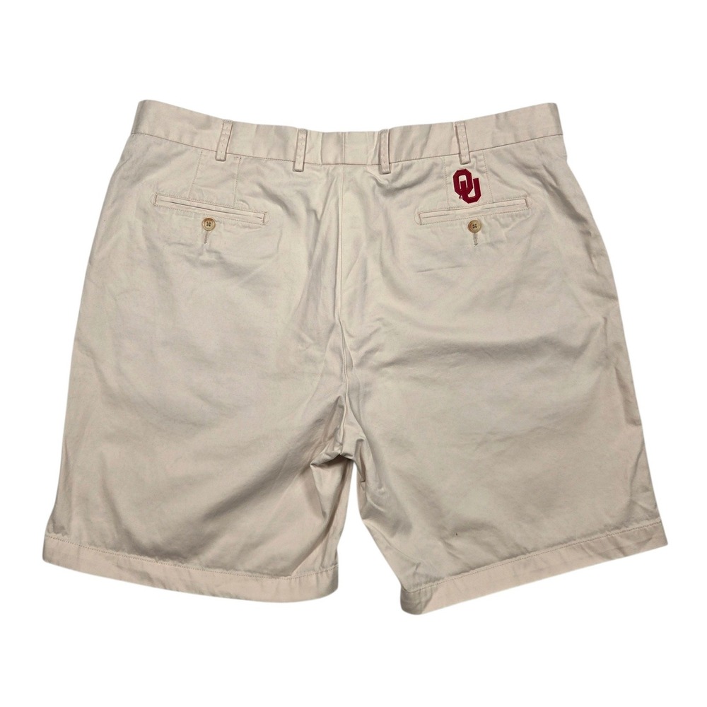 Peter Millar Oklahoma Sooners Shorts Mens 42 Beige OU Embroidered Chino Golf